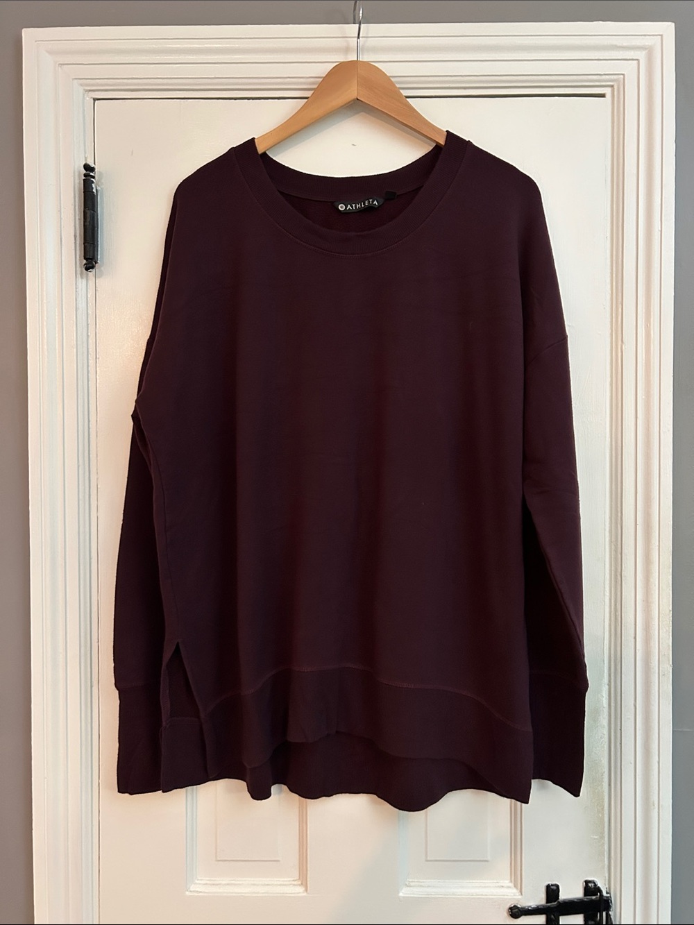 Athleta Coaster Luxe Relaxed Crewneck Sweater in Plum
